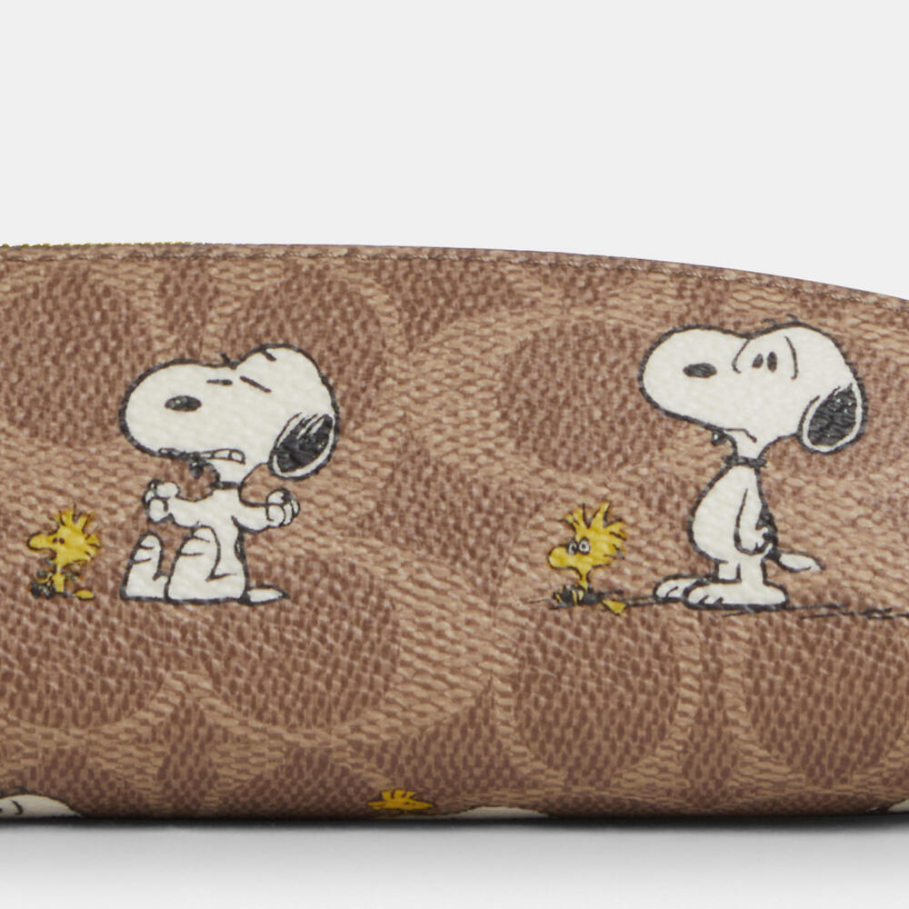 Coach X Peanuts Pencil Case In Signature Canvas With Snoopy Print